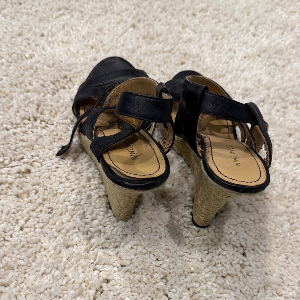 Nine West Black and Tan Wedge Heels